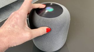 Apple HomePod original in a listening room